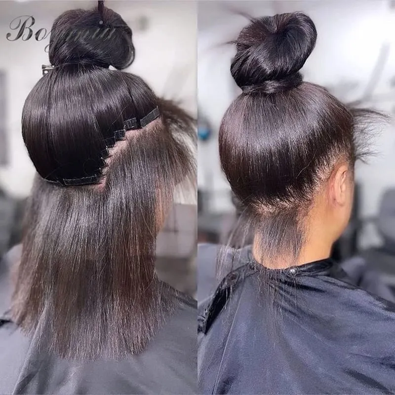 Boymia Tape In Human Hair Extensions 12"-24" Natural Black Machine Remy Tape In Hair Extension Invisible Tape Hair 20pcs — image 4