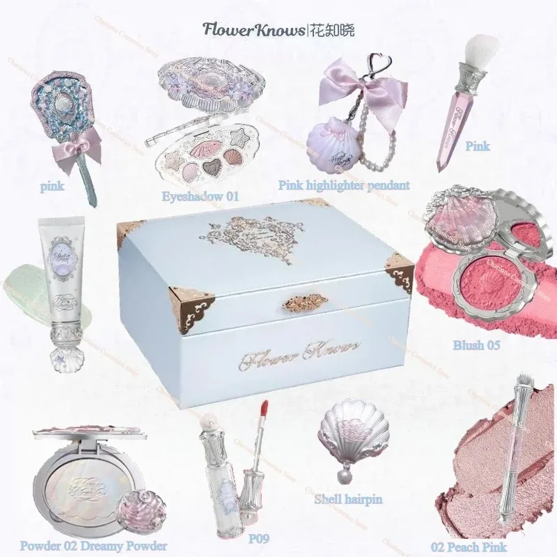 Flor sabe conchas pérola sombra essência lábio mel blush bochecha maquiagem frente 11 peças conjunto — image 10