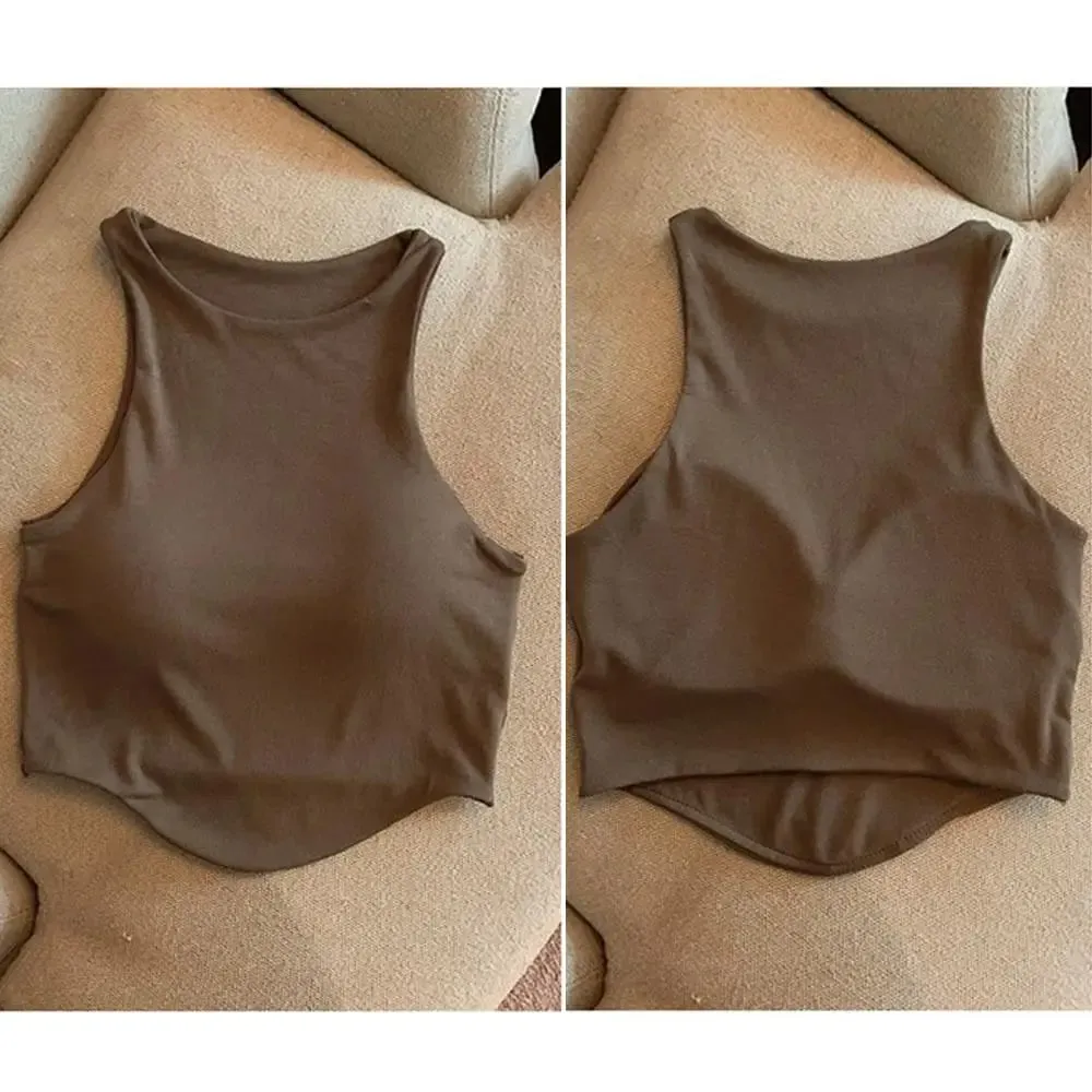 2025 U Push Up Sport Bra Fashion Women Tank Top Solid Color Sleeveless Vest Comfortable Short Top Breathable Casual Crop Tops
