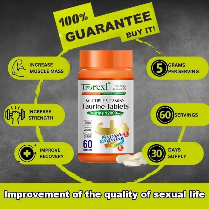 Pil Taurina Organik - 60 Tablet 100% Tulen Bukan GMo Menyokong Kesihatan Reproduktif Penjana Semulajadi — image 3