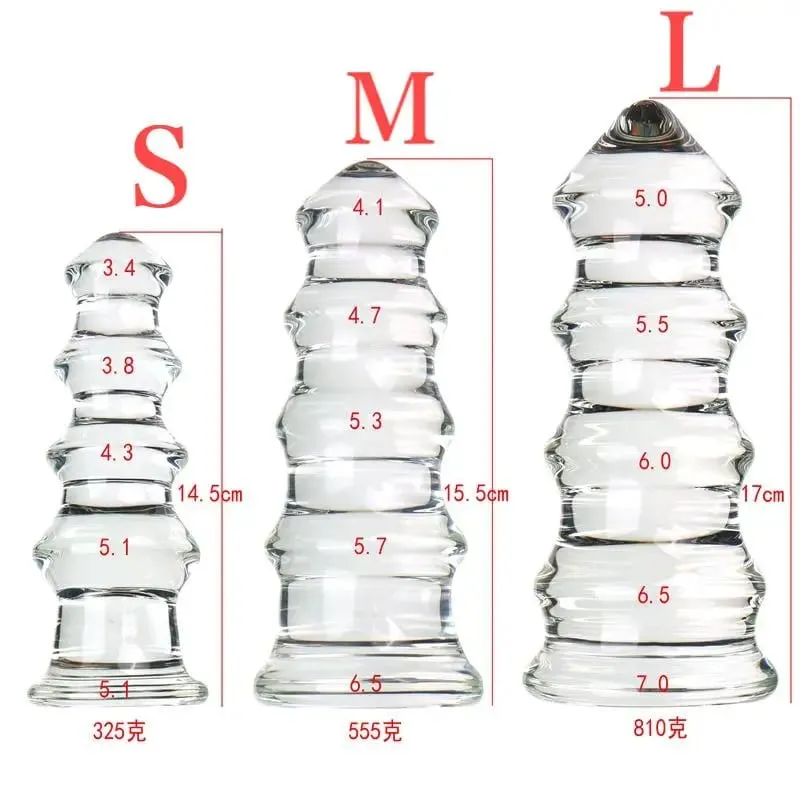 Pagoda Transparent Glass Anal Plug G-spot Stimulation Massage Stick for Women Adult Sex Toy Prostate Massage Masturbator for Man