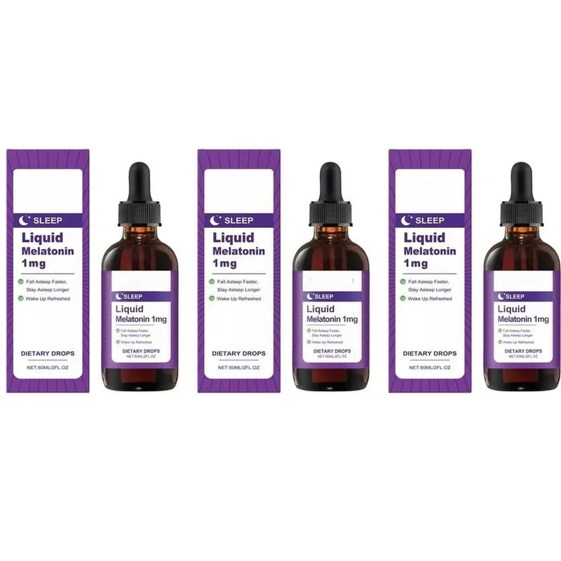 Liquid Melatonin 1 Mg Sleep Drops Mint Leaf Extract Fall Asleep Faster Stay Asleep Longer Wake Up Refreshed 60 ML