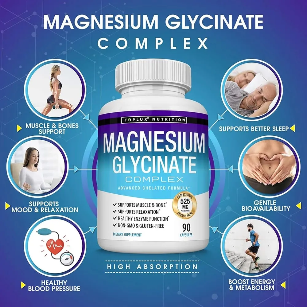 Prémium magnézium komplex kiegészítő 1000 mg magnézium-glizinát 525 mg vércukor komplex 940 mg moringa kapszula 1200 mg nem GMO — image 3