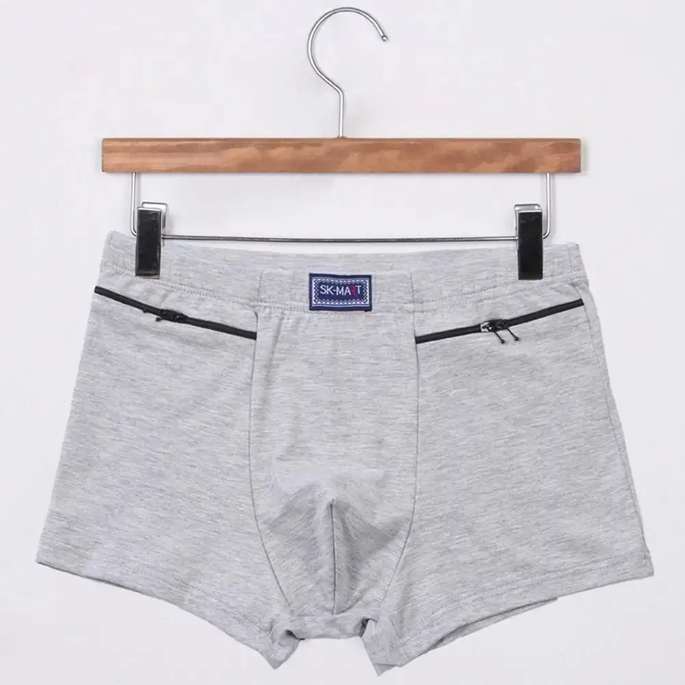 Boxer antivol avec poches pour hommes, culotte élastique sans couture, couleur unie, short en U, sous-vêtement à usage quotidien — image 7
