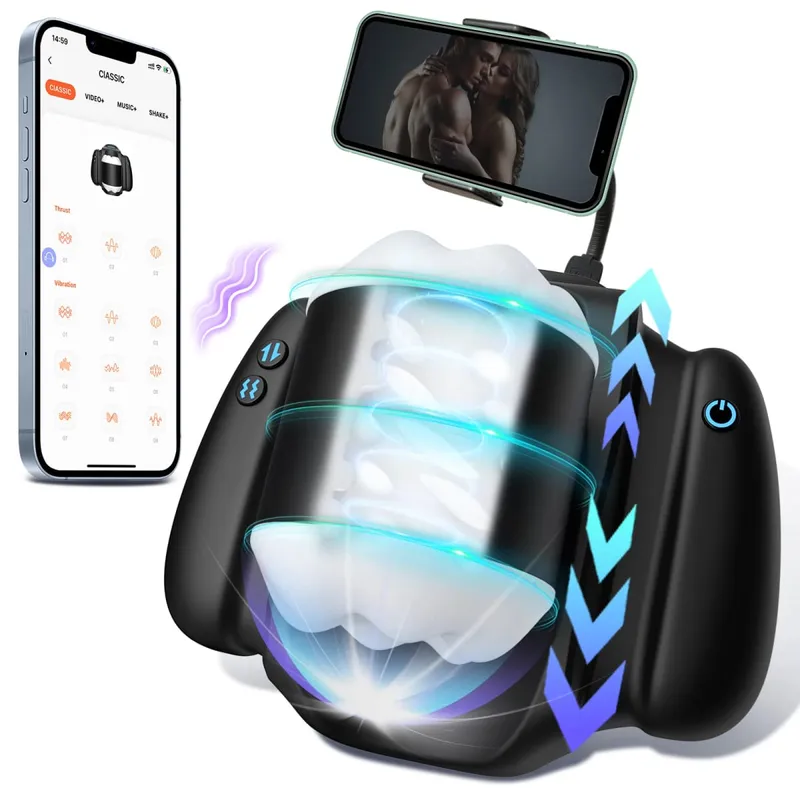 Male Masturbation Cup Thrusting Vibrator Sex Toys for Men App Contorl Pocket Pussy with Holder Adult Sexy Product 18+