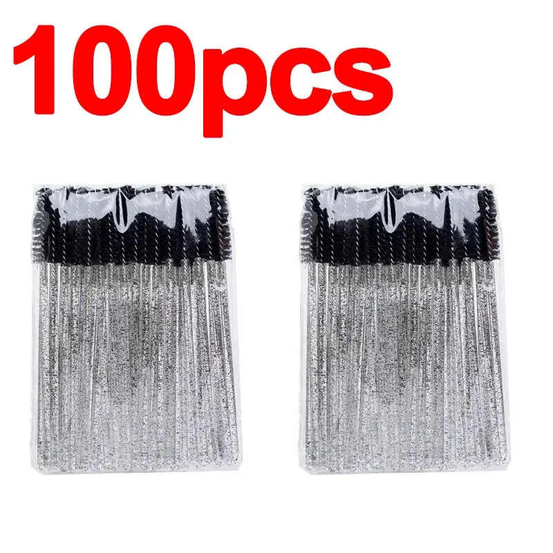 Bagong 50/100pcs Microbrush para sa Eyelashes Brush Crystal Spoolie Brushes Eyebrow Comb Makeup Beauty Tool para sa Eyelashes HZS24