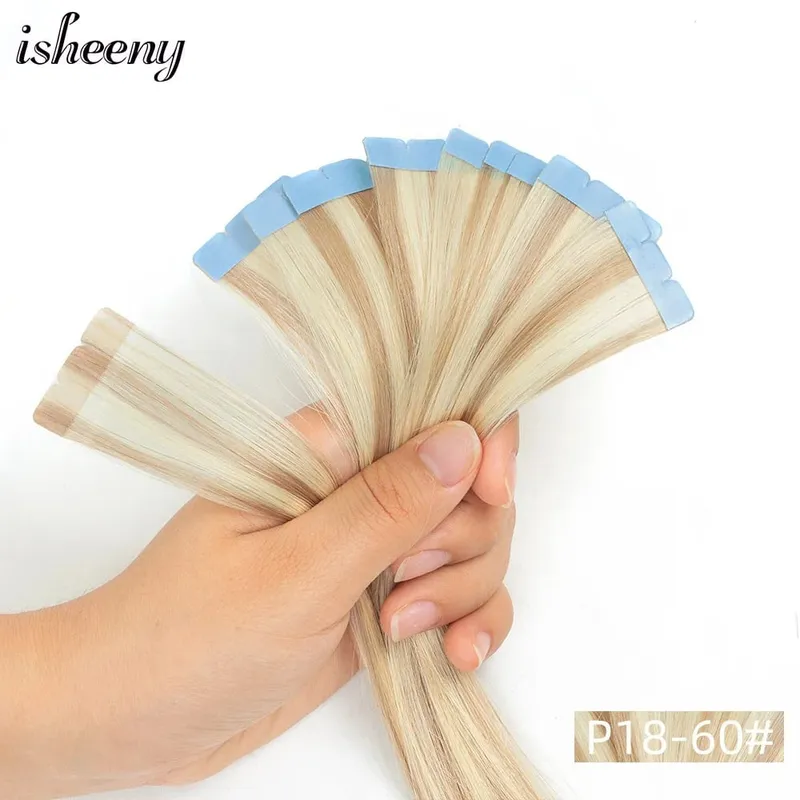 12"-20'' Invisible Mini Tape in Human Hair Extensions Invisible Adhesive Seamless Tape in Hair Natural Straight 10pcs/pack — image 10
