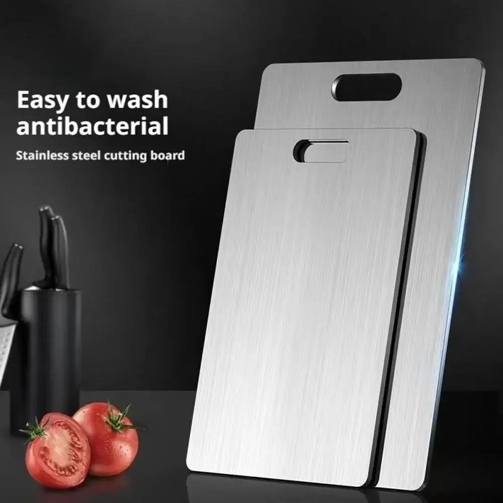 Placa de corte de aço inoxidável 1 peça-tábua de corte dupla face resistente para carne, legumes, amassar massa e preparação de cozinha — image 8