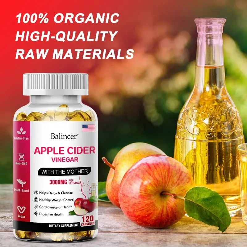Balincer Apple Cider Vinegar Capsules Fat Burning Appetite Suppressant Healthy Weight Loss Cleanse Vitamin Supplement — image 2