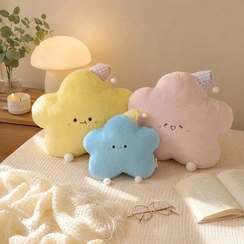 40-60cm Cute Star Plush Pillow with Sleep Hat Kawaii Star Stuffed Cushion Soft Fluffy Sofa Throw Pillow Girl Bedroom Home Decor — image 7