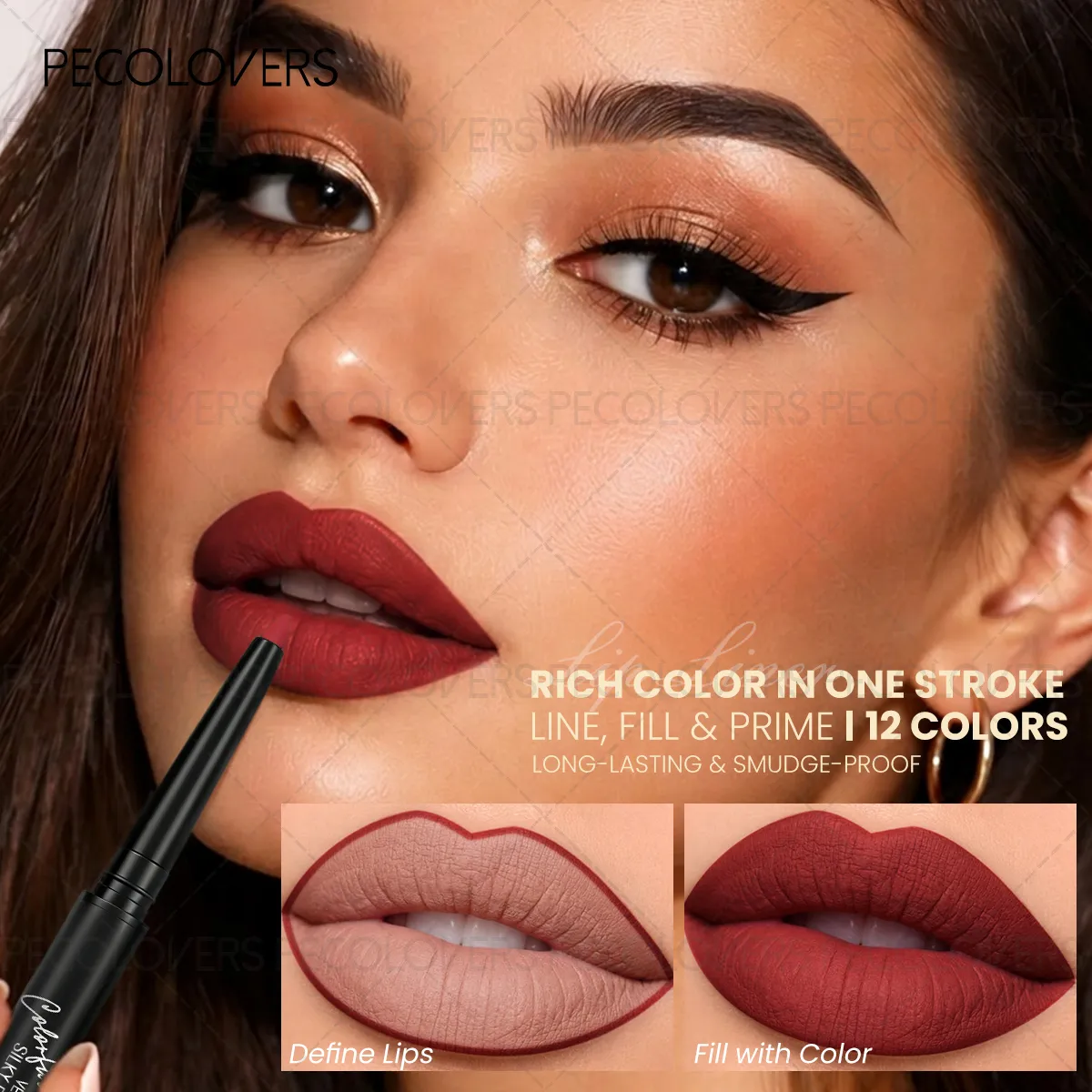 Matte Lip Liner Natural Lipstick Pen for All Light Types Accurate Defind Lip Lines Nude Pink Beige Red Tones Daily Makeup — image 4