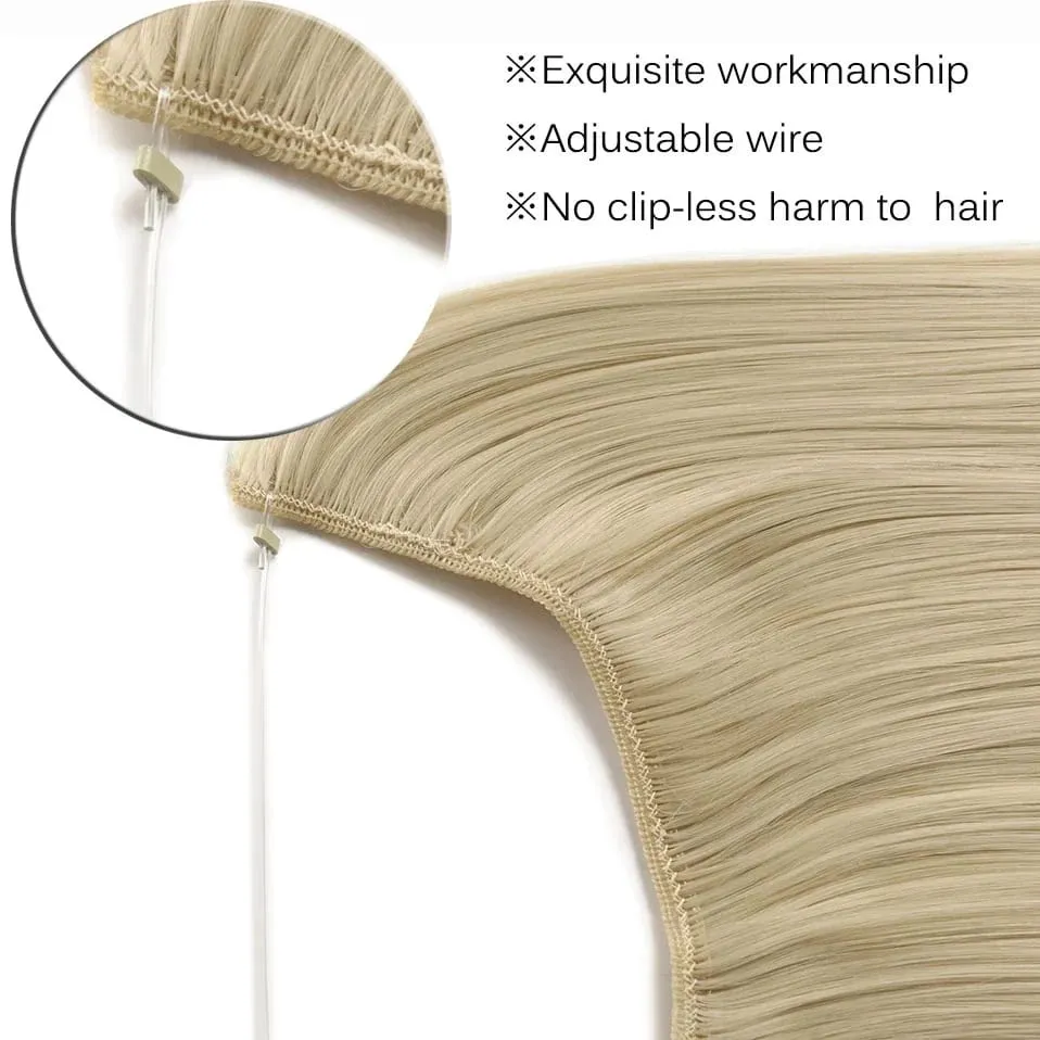 S-noilite 20Inch Synthetic Invisible Wire No Clips In Hair Extensions Fish Line Hairpieces Hair Extensions Fake Hair For Women