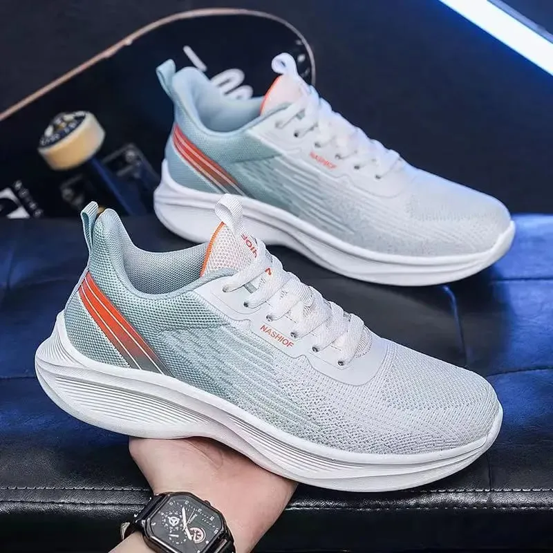 Men's Shoes Lightweight Sports Running Casual Fly Woven Mesh Soft Sole Sneakers Breathable Fashion Trendy Shoes for Teenagers