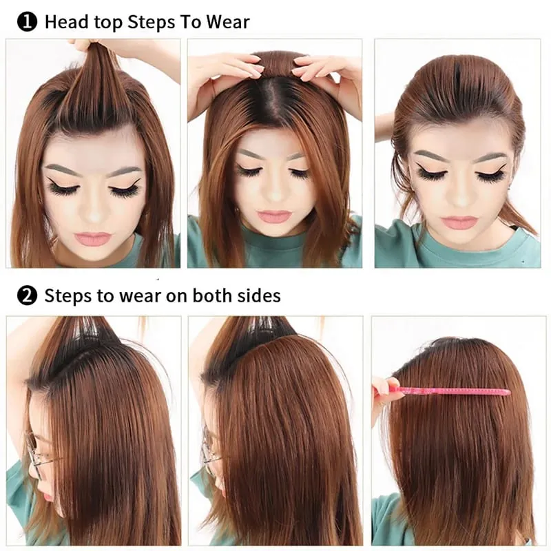 Peruca almofada sintética peça de cabelo 20cm 30cm dois cartões almofada de uma peça raiz de cabelo aumentar quantidade extensões de cabelo