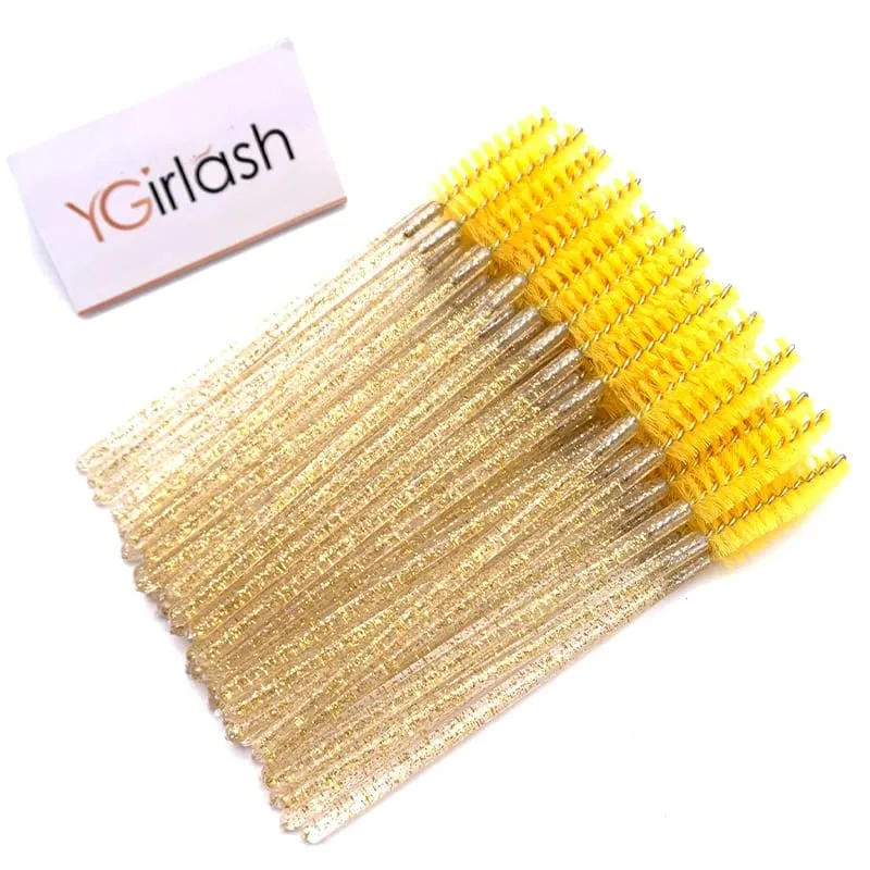 YGirlash 50Pcs Lash Swans Crystal Eyelash Applicator Μίας χρήσης Διαμαντένια λαβή Nylon Mascara Wands Brush Cosmetic Tools — image 22