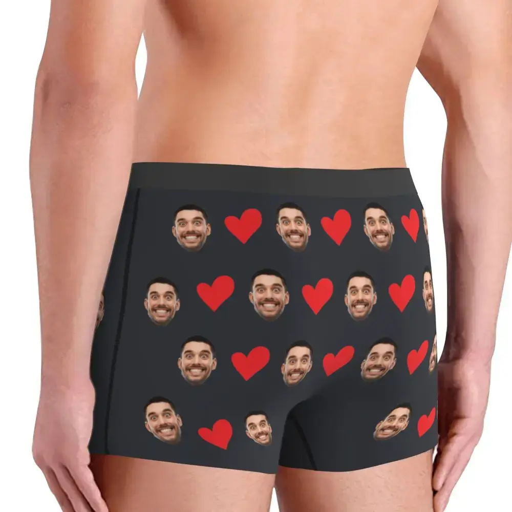 Personalized Face Photo Underwear Custom Heart Boxer Briefs Men Briefs Gift For Husband Anniversary Gift for Dad