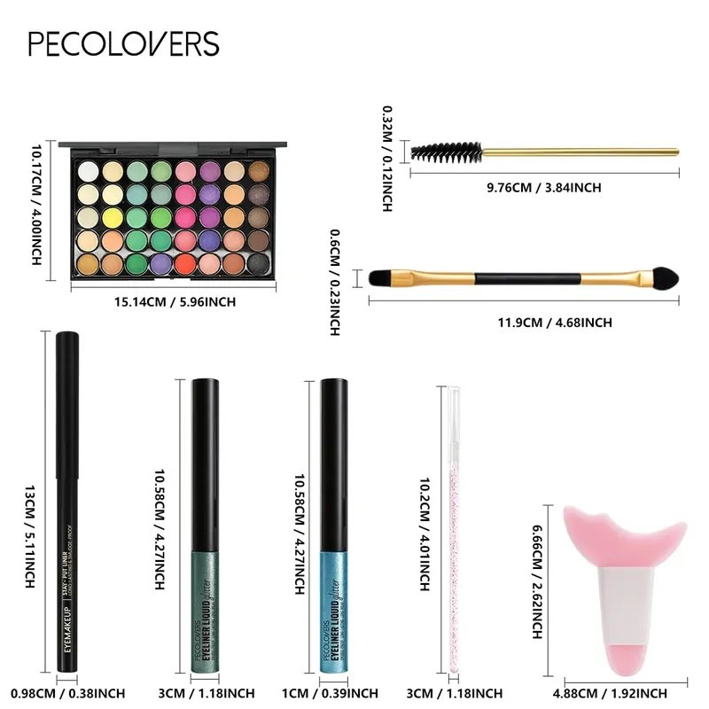 8PCS/SET Halloween Carnival Eye Makeup Bright Color Eyeshadow Palette Sparkle Liquid Eyeliner Eyebrow Pen Eye Brushes