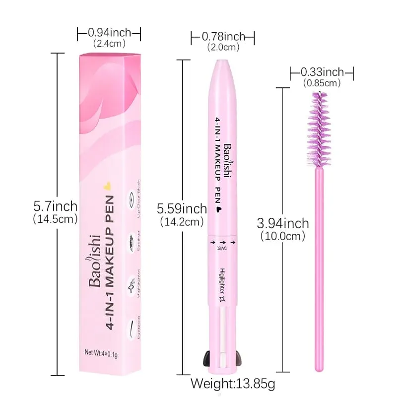 4 in 1 Multi-function Makeup Pen Compact Travel Eyeliner Lip Liner Eyebrow Pencil Highlighter Eyeshadow Pen makeup sets — image 7