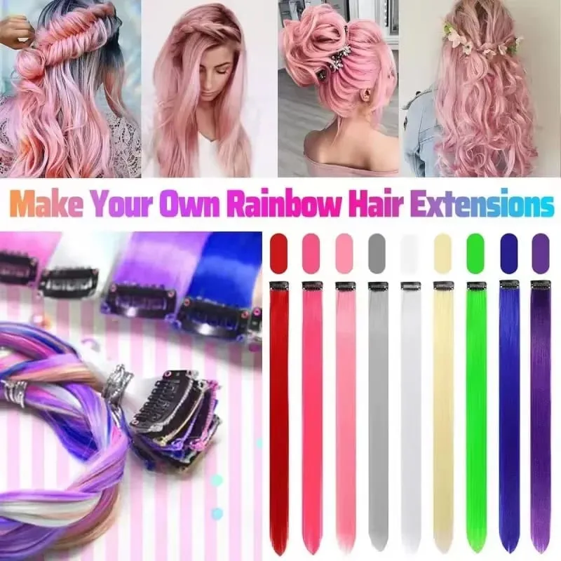 Tříbarevný přechod Jiskřivé prodlužování vlasů Clip In Rainbow Syntetická jiskra prodlužování vlasů třpytivé pozlátko Tepelně odolné prodlužování vlasů