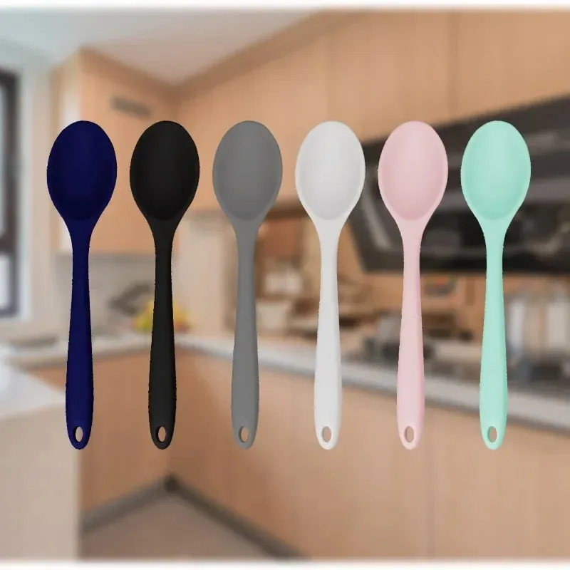 3pcs Silicone Spoon Mixing Soup Spoons Kitchen Mixing Ladle Cooking Utensils Kitchenware Tool for Stirring and Serving — image 4