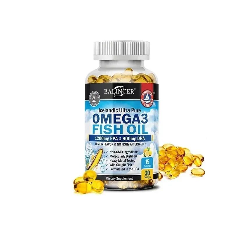 Balincer Omega 3 Fish Oil Dietary Supplement - DHA & EPA Nourishes Joint Eye Heart and Brain Health. Boosts Immunity Non-GMO