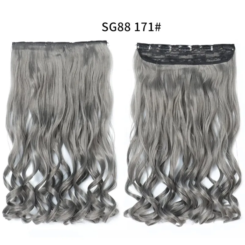 Long Straight Curly One Piece 5clips Clip-in Extensions 22Inch Heat Resistant Hairstyles Colour Mix Blonde Hair Piece For Women — image 30