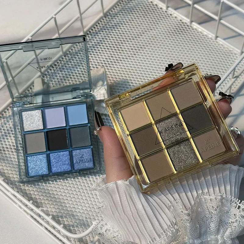 9 Colors Dark Punk Smoked Eyeshadow Palette Blue Black Pearl Matte Eye Shadow Makeup Palette Brightening Shimmer Lying Silkworm — image 6