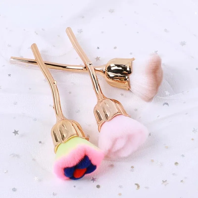 Rose Flower Nail Art Brush Remove Nail Dust Brushes High Quality Acrylic UV Gel Polish Powder Cleaning Tool Beauty Makeup Brush — image 1