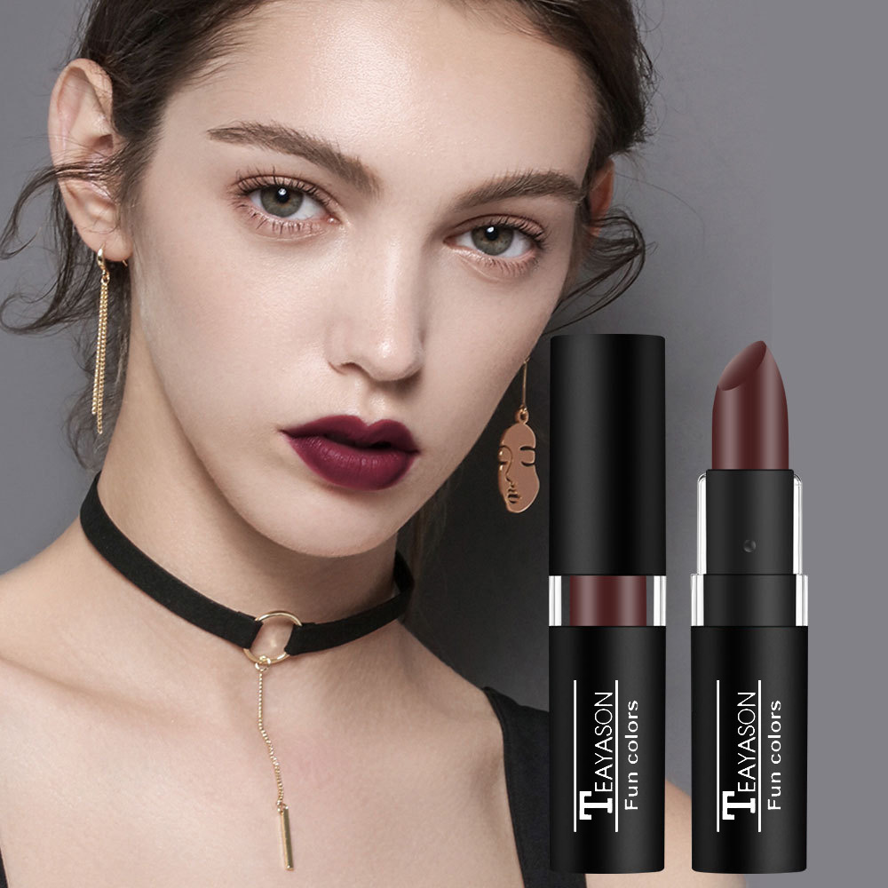 12 Color Lipstick Waterproof Long Lasting Cosmetic Black Blue Purple Green Matte Make Up Lip Gloss Makeup Red Lipstick — image 3