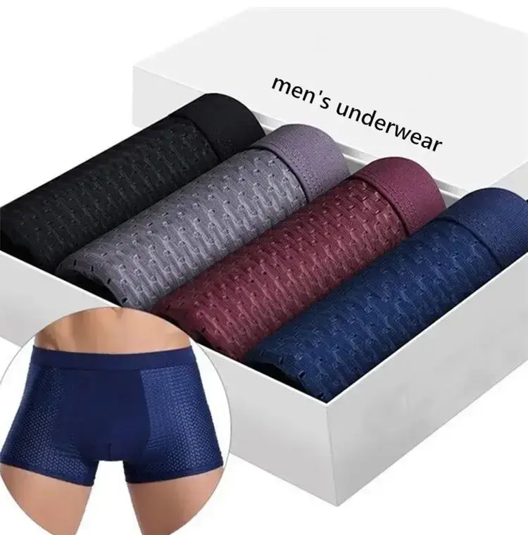 4Pcs Bamboo wear Bamboo Boxer Short Men Microfiber Boxer Briefs Underwear Compression Stretch — image 1