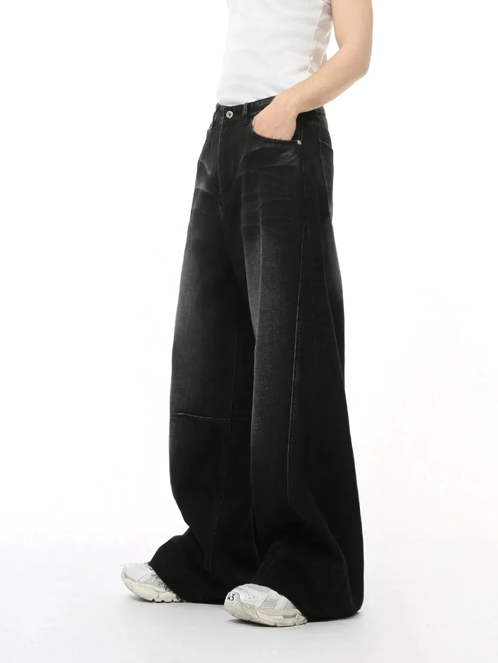 2025 New American retro high street three-dimensional design splicing jeans men's straight tube loose wide leg pants trendy — image 5