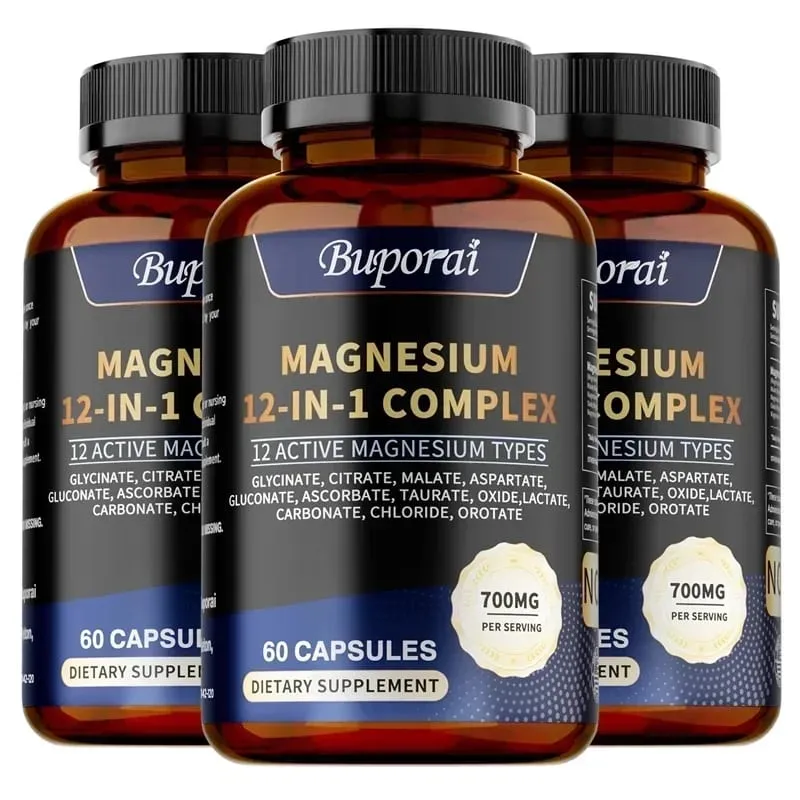 Magnesium Complex Capsules - Promotes Bone Heart and Muscle Health Soothes Nerves Boosts Natural Energy Improves Immunity