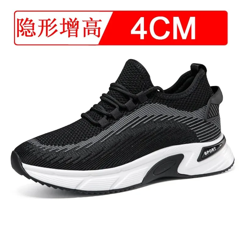 Invisible heightening shoes for men 8cm. Breathable mesh fabric sports shoes heightening inside for men's shoes size 6.