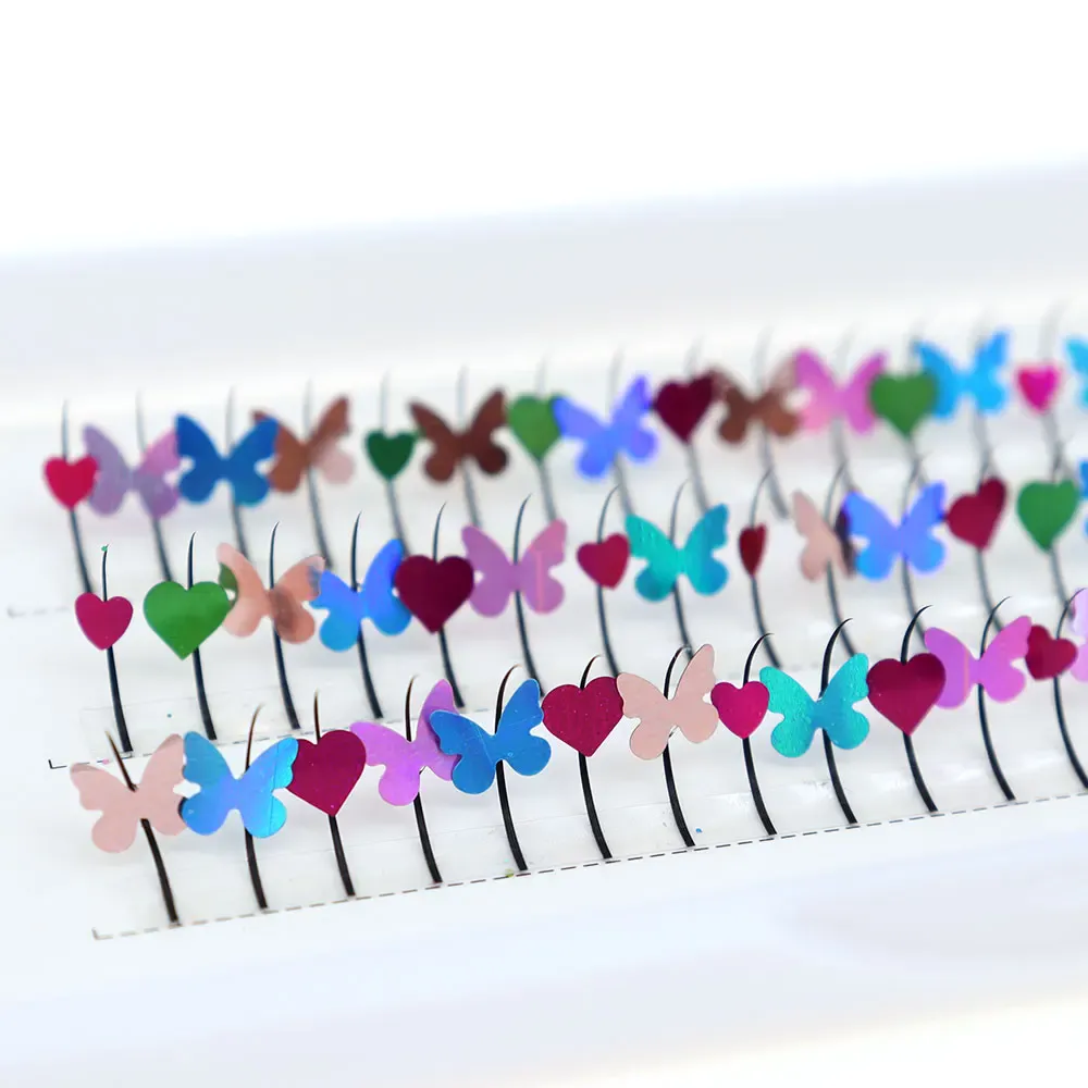 NEW 9-16mm Mixed Color Individual Eyelash Extensions 3D Butterfly Heart Glitter Spikes Fairy Lashes DIY Natural Eye Makeup Tools — image 2