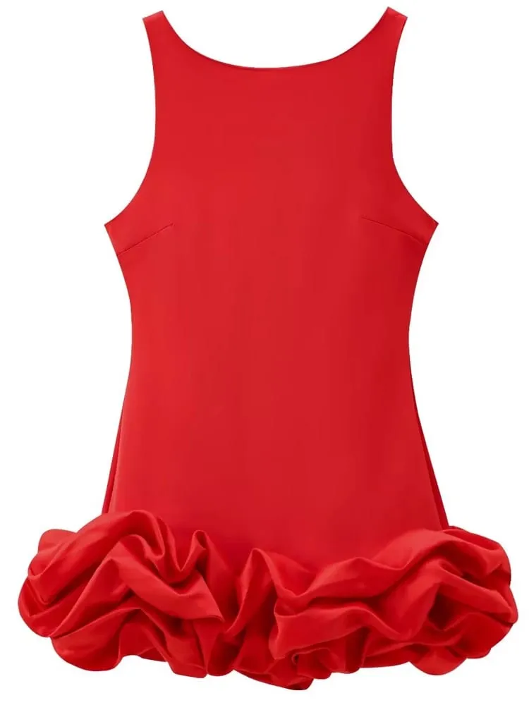 White Short Dress Women's Ruffle Backless Party Dresses Black Red Sleeveless Bodycon Mini Dress Woman Summer Sexy Vestidos — image 3