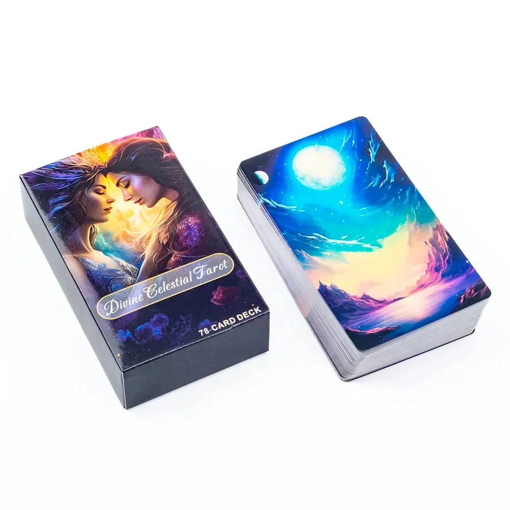 Divine Celestial Tarot Cards 78 Card Deck 10.4*6.1CM for Classmate Gathering Fortune Telling and Divination Board Playing Game