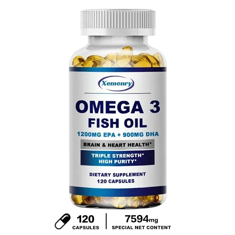 Omega 3 Fish Oil - Support Brain Nervous System Good for Cardiovascular & Skin Health Antioxidant