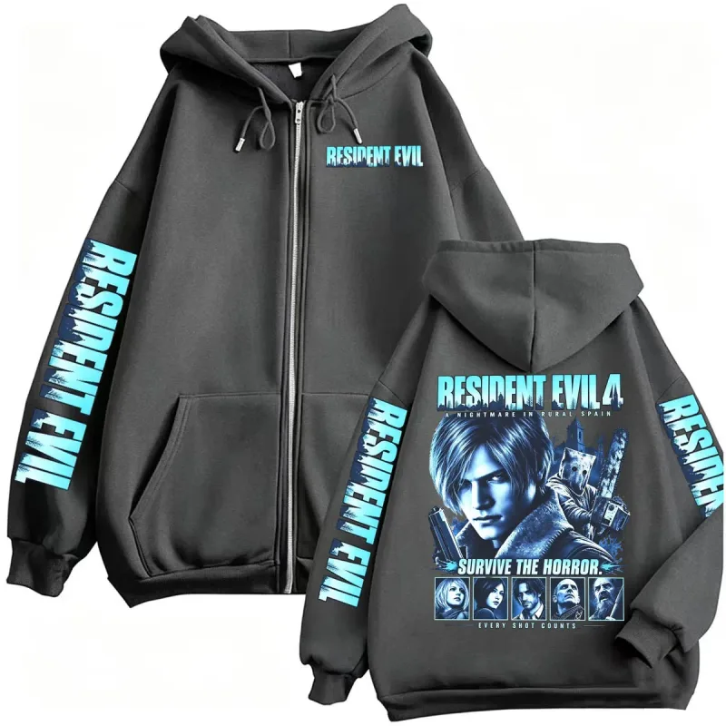 Resident Evil Requiem Zip Up Hoodies Leon Kennedy Horror Game Zipper Hoodie Herren Damen Harajuku Klassische Jacke Sweatshirt Mäntel — image 6
