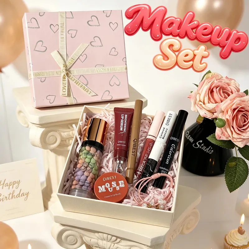 7-piece makeup set lip gloss lip liner blush eyeshadow primer mascara makeup set Christmas gift — image 2