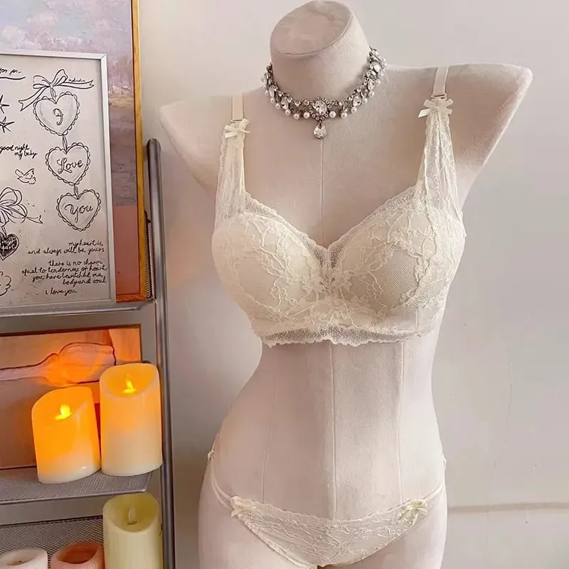 Female Halter Style Bow Lace Bra Padded Push‑Up No Underwire Soft Inner Wear Lingerie for Small Bust Daily Wearセクシーな — image 9