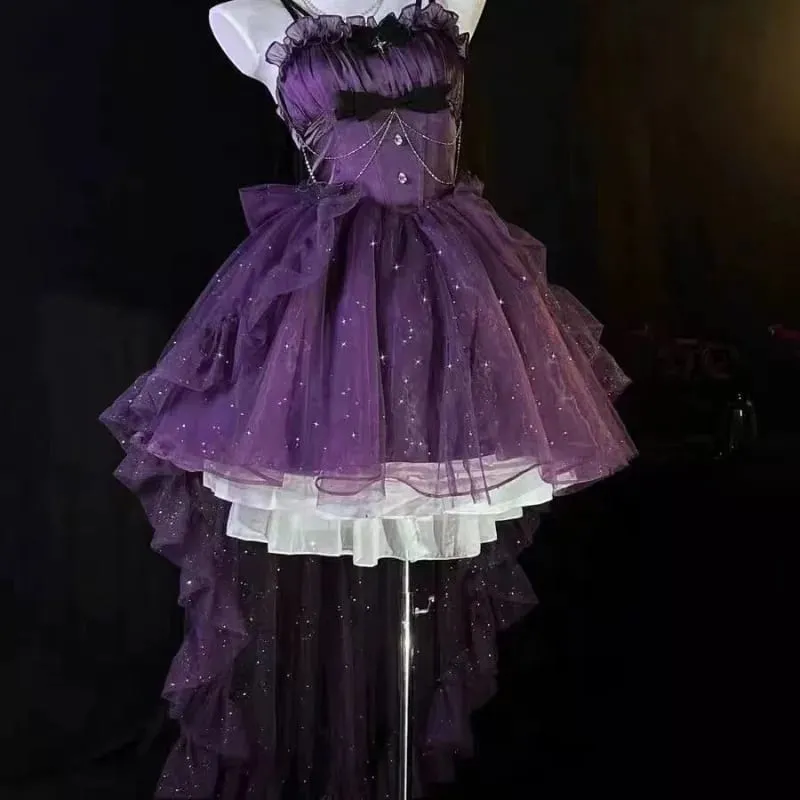 Estate Y2k dolce nero Lolita abito donna abbigliamento casual giapponese Kawaii abito da sera abbigliamento da festa capispalla Vintage Chic Nuovo