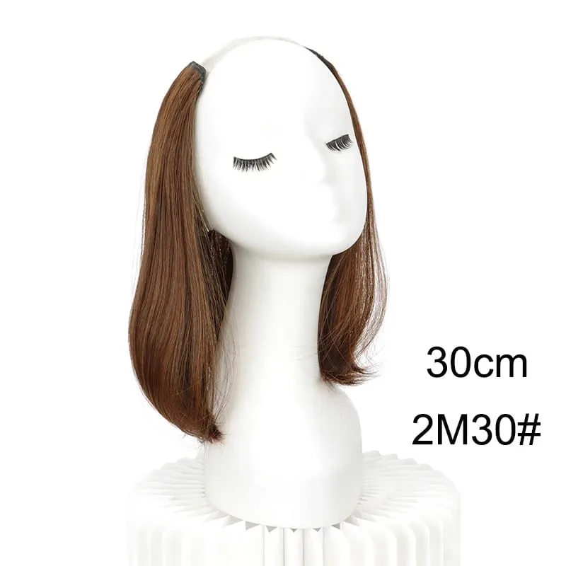 20/30cm Synthetic Short Straight Internal Buckle V-shaped Half Head 4Clips Hair Extension Invisible Hairpiece for Women — image 12