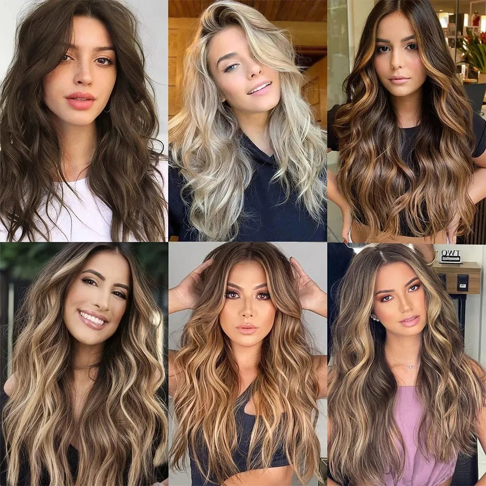 Leeons Wavy Clip In Hair Extensions 4 PCS Natural Soft Long Wavy Hairpieces Thick Double Weft Clip In Hair Extensions For Woman — image 7