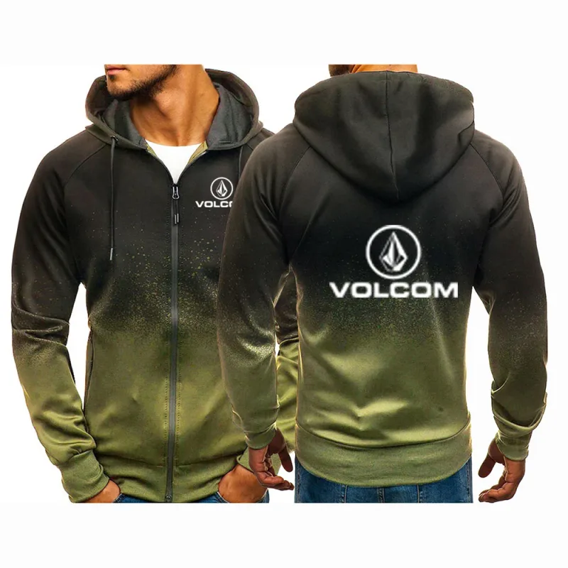 2025 Trendy Zipper Hoodies Spring And Autumn Man's New Gradient Color Hooded Coat VOLCOM Print Streetwear Jacket — image 4