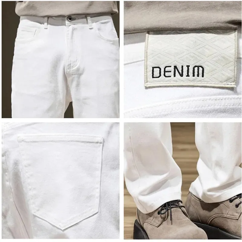 Tall Man White Jeans Straight Extra Long Boys Lengthened Plus Size 42 44 46 48 Loose Cotton Stretched Denim Pants Male Trousers — image 6