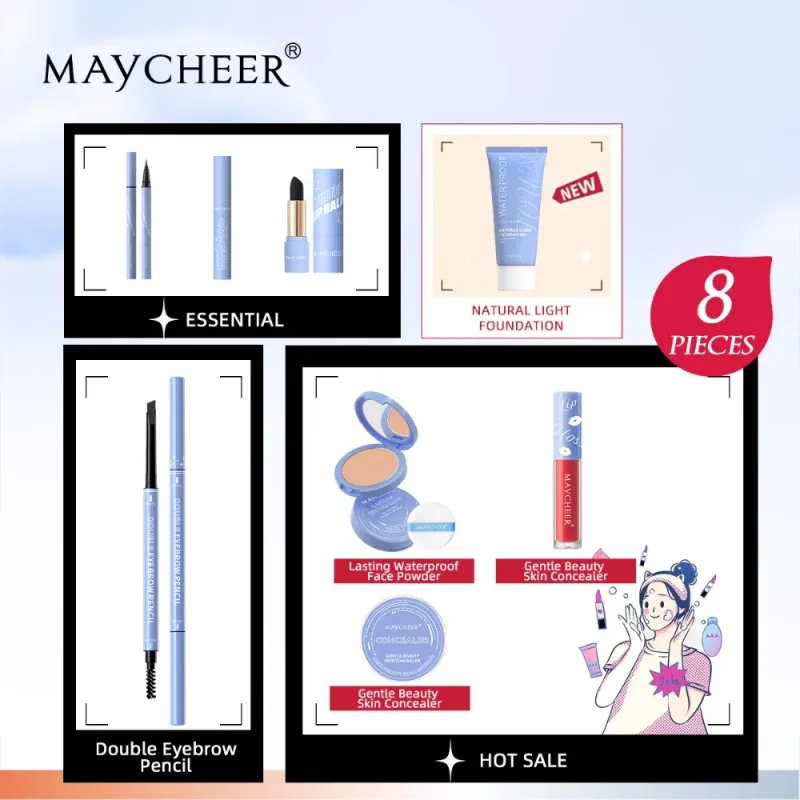 Professional Makeup Kit Foundation Powder Lipstick Lip Gloss Eyeliner Eyebrow Pencil Full Face Cosmetics Set for Women Travel — image 3