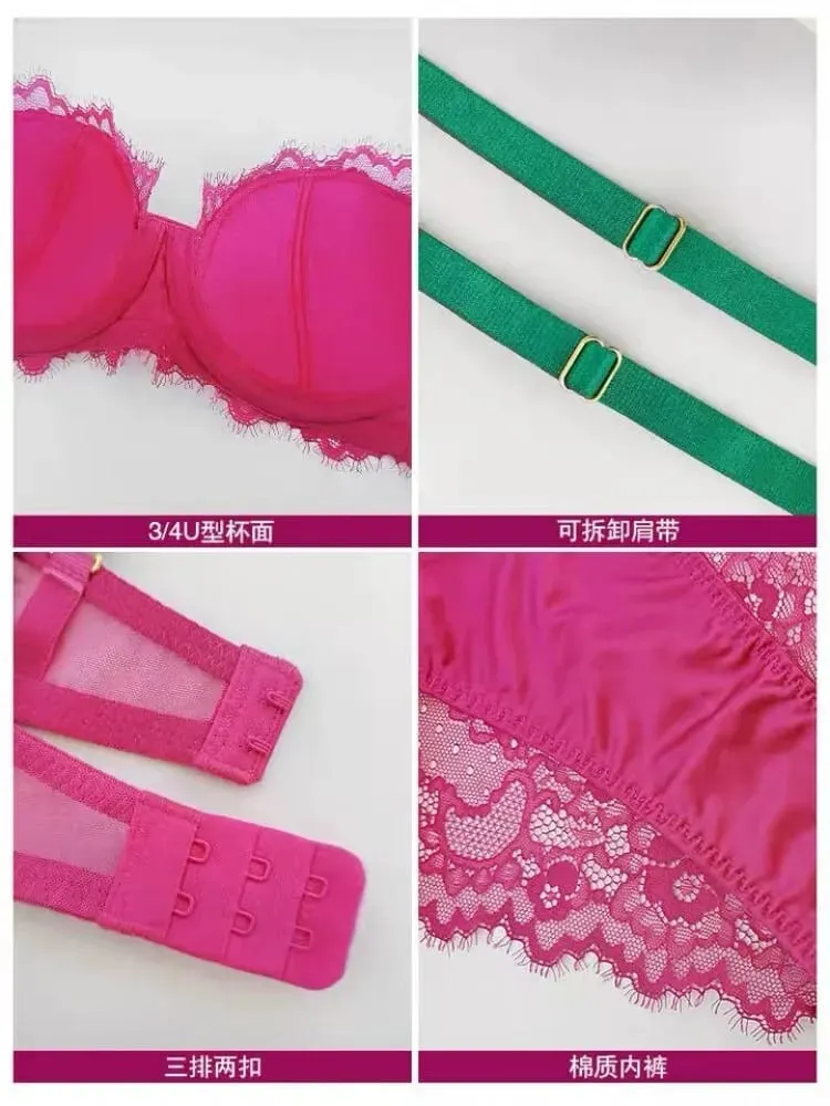 Sexy Lace Bra & Panty Set Minimizer Anti-Sag Full Coverae Adjustable Underwire Big Bust Support Thin Side Support No Spillageg — image 6