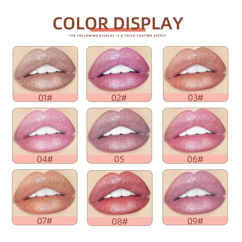9Pcs/Sets Glitter Lip Glaze Liquid Lipstick Set Shine Lip Gloss Gift Box Natural Moisturizer Waterproof Lips Makeup — image 2