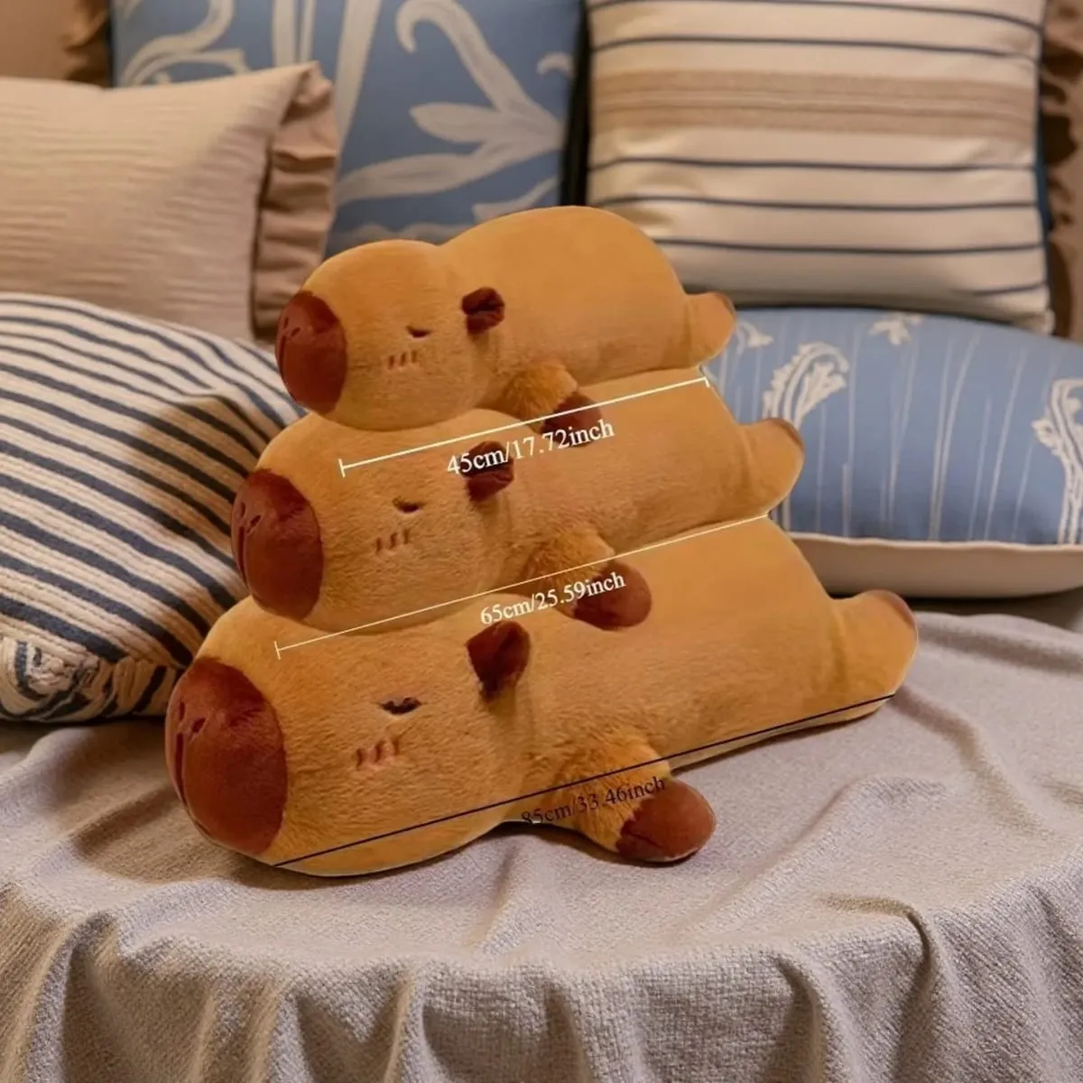 Kawaii Capybara Plys Legetøj Fyldt Capibara Fluffy Dukke Lang Sove Blød Pude Sofa Pude Nap Sovelegetøj til skolejul — image 2