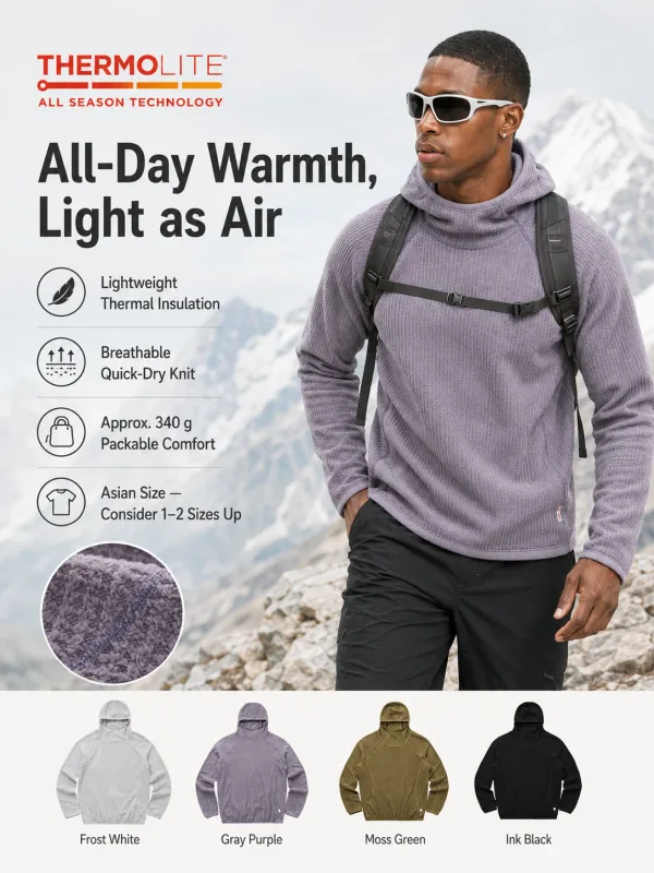 Thermolite® All Season Thermal Hoodie ทุกเพศ น้ำหนักเบา แห้งเร็ว เสื้อสเวตเตอร์สวมหัว ระบายอากาศ ฤดูหนาว Mid Layer Activewear